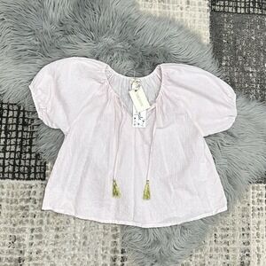 Siaomimi Girls Mauve Pink Peasant‎ Top With Swiss Dots Size 12Y ($60)